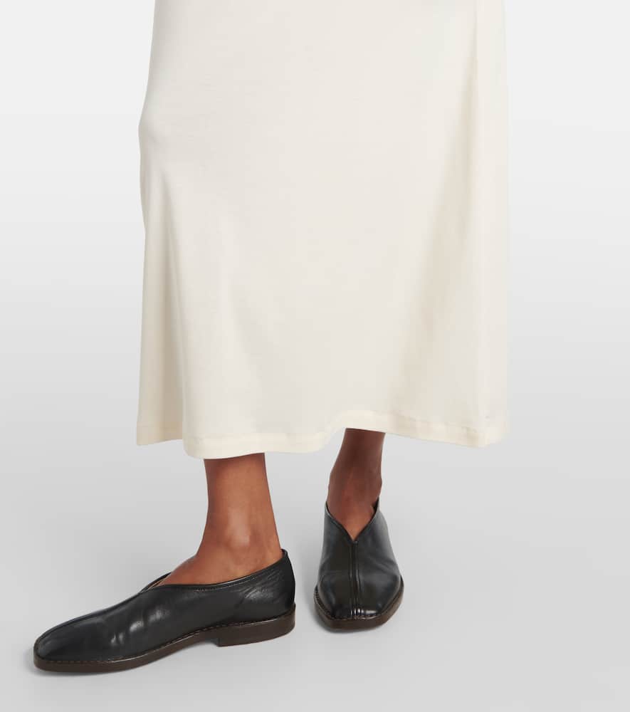 Belted cotton jersey midi dress