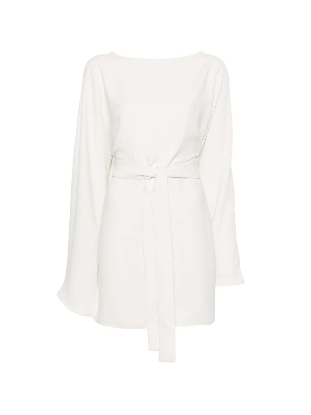 Belted Boat Neck Dress — Ivory