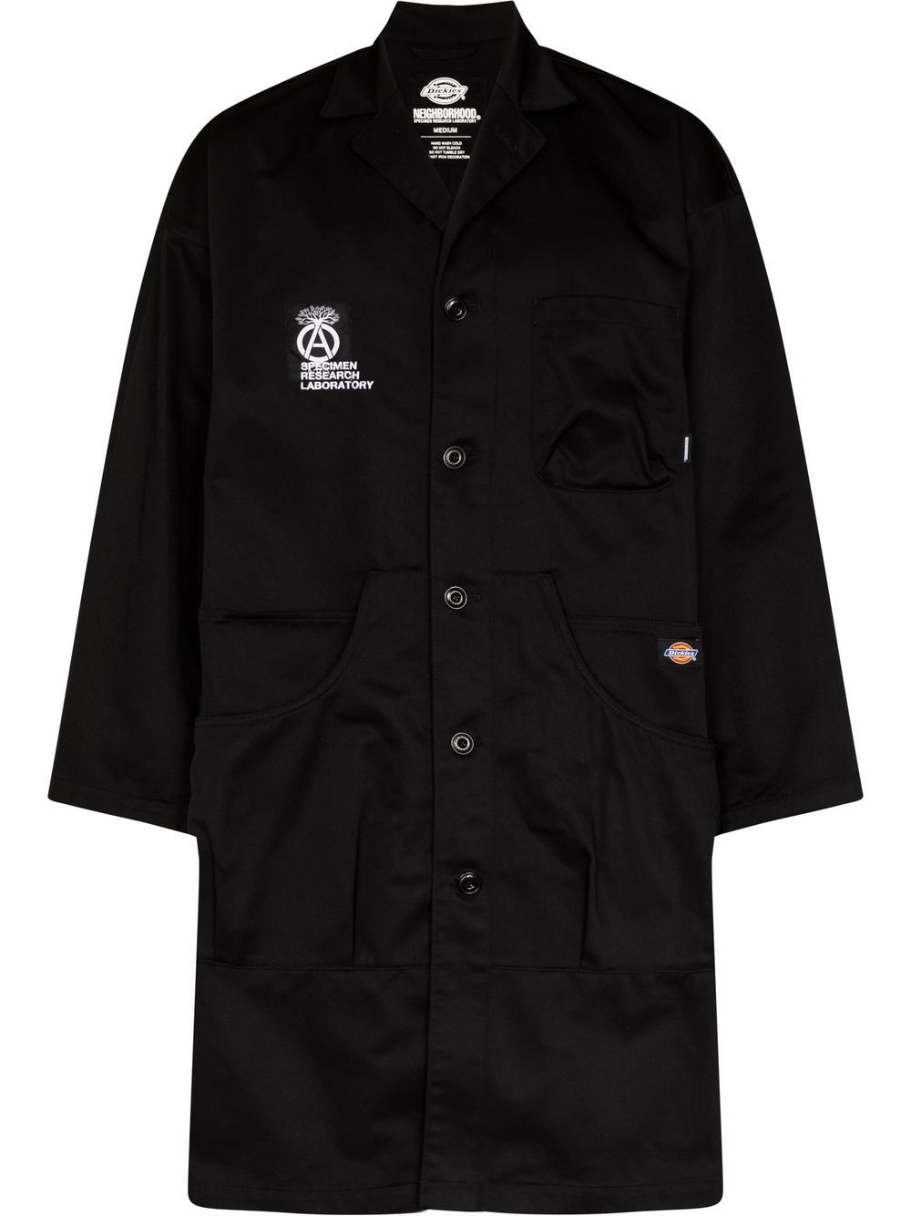 Logo-patch single-breasted coat - Blue
