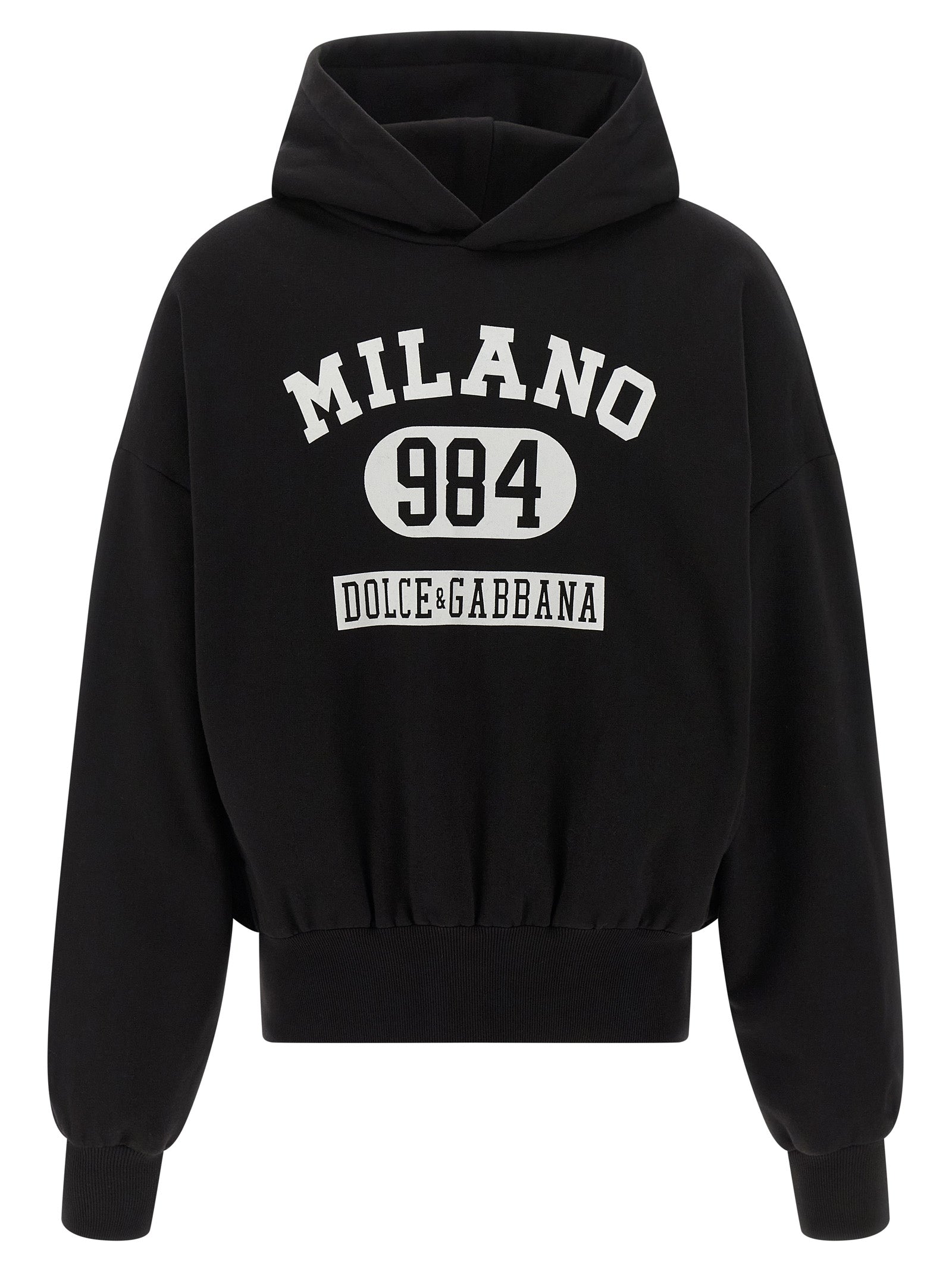 Logo-Print Cotton Hoodie — Black