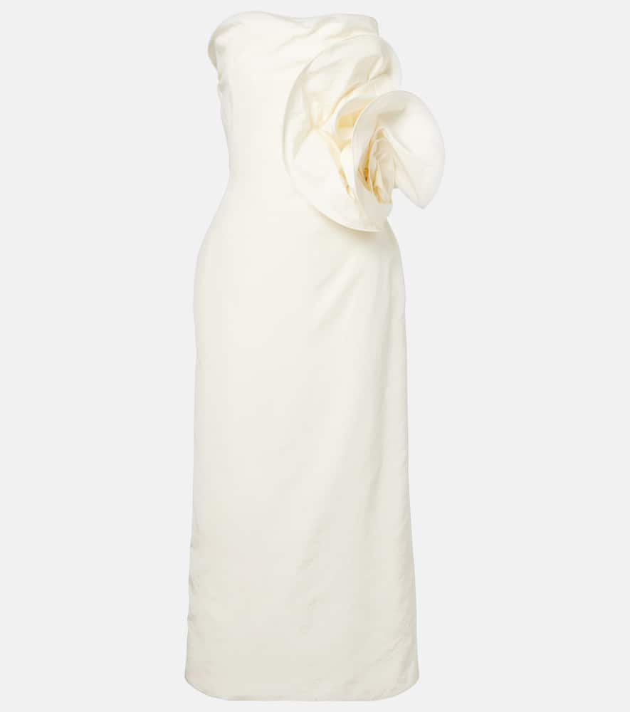 Floral-appliqué corset dress