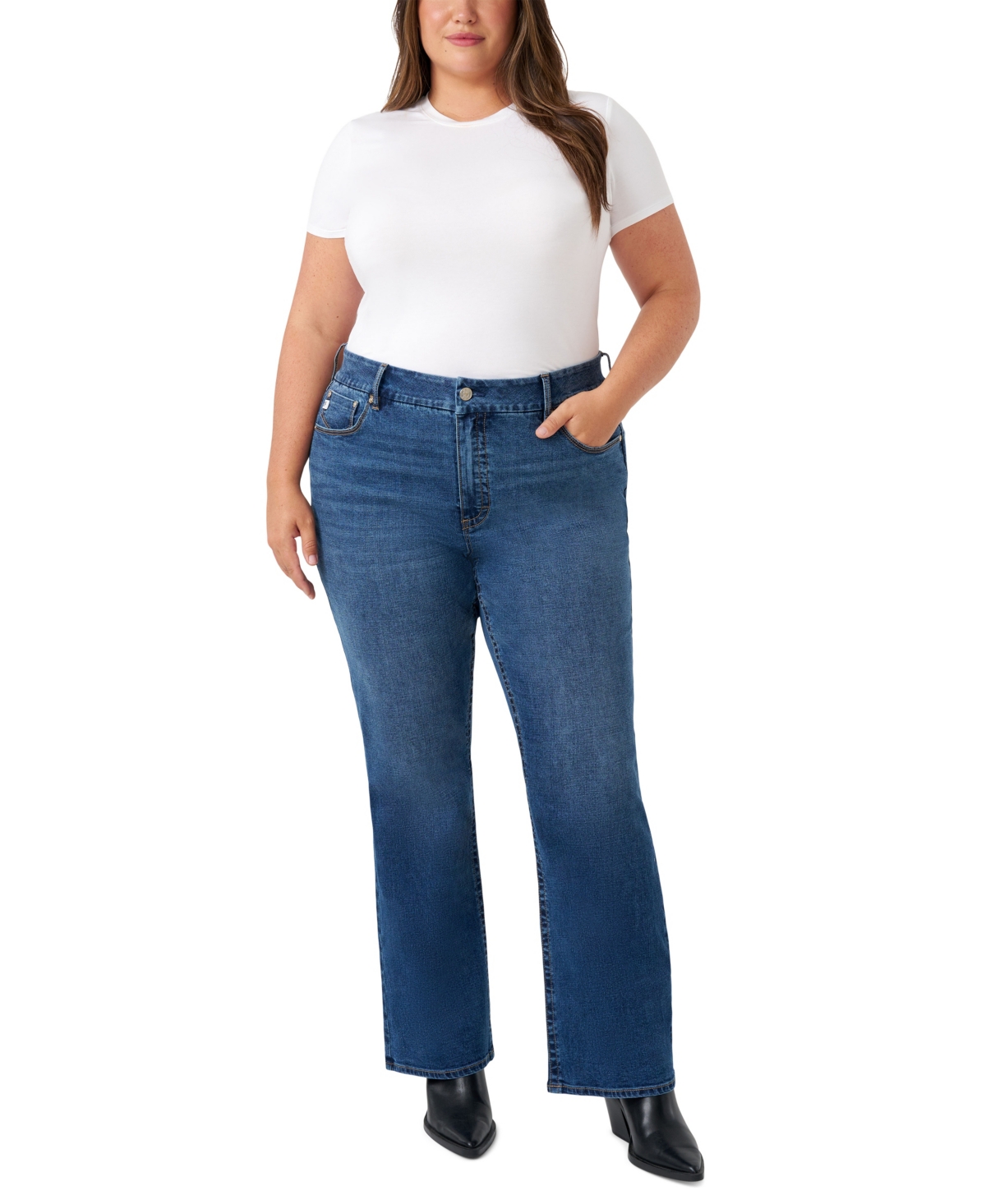 Plus Size Tummy Less Bootcut Jeans - Lone Wolf Medium Wash