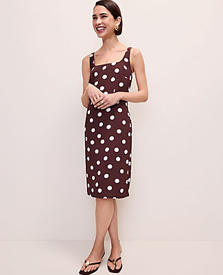 Ann Taylor Polka Dot Square Neck Sheath Dress