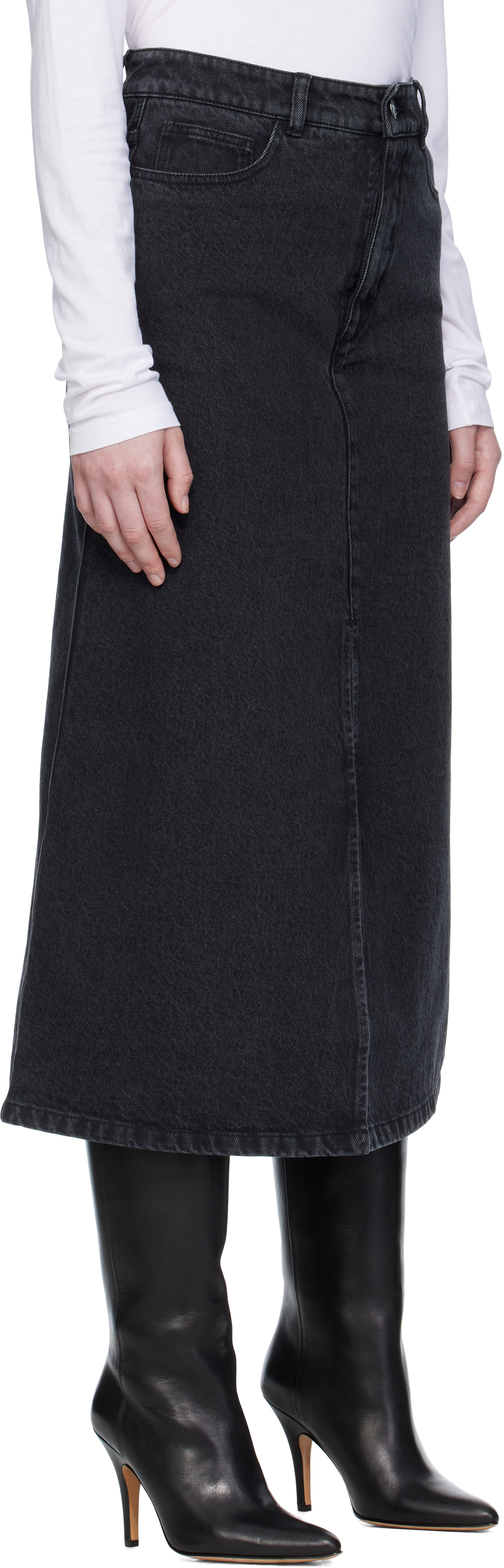 A. P.C. Black Georgia Denim Midi Skirt