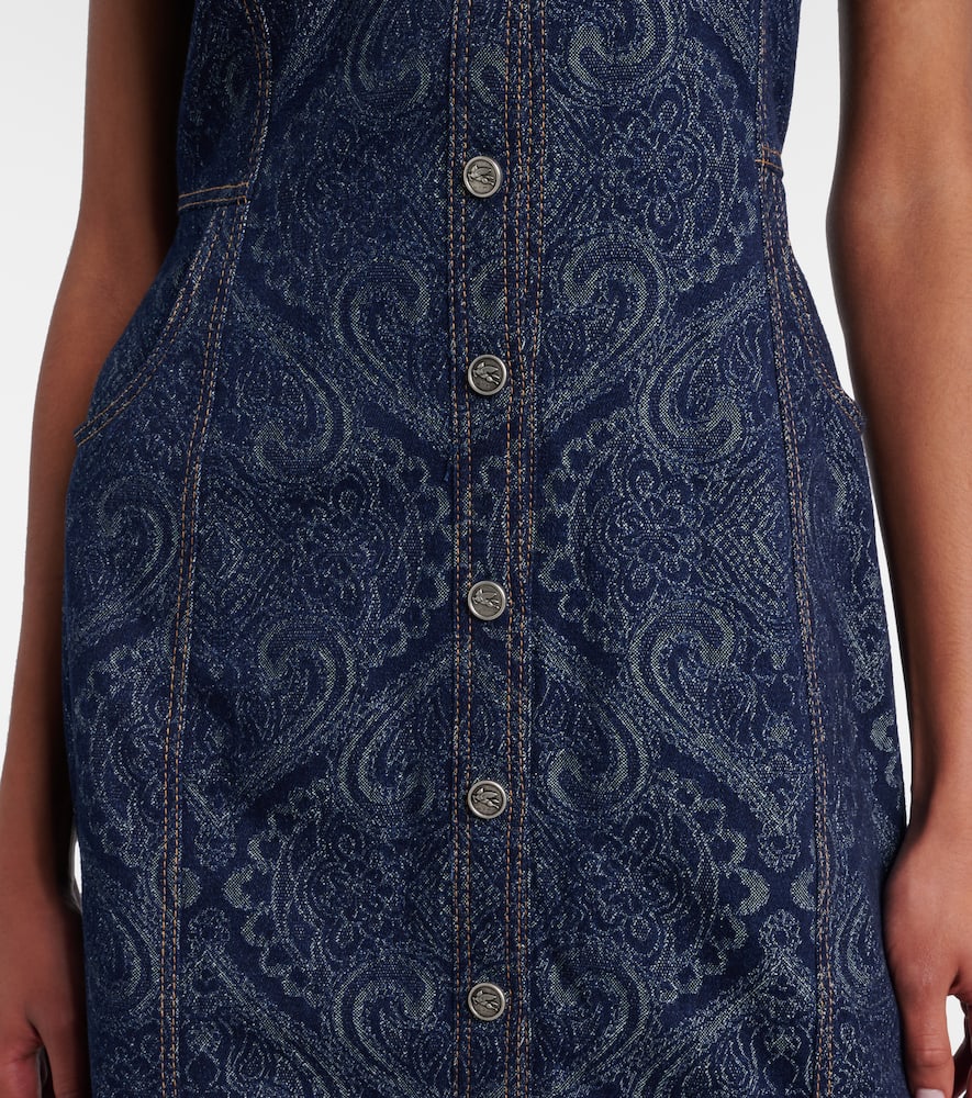 Printed denim midi dress