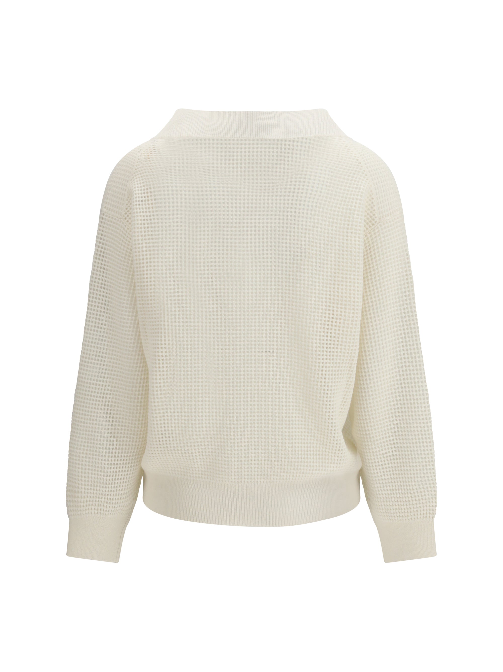 Open Net Cashmere Sweater — Beige