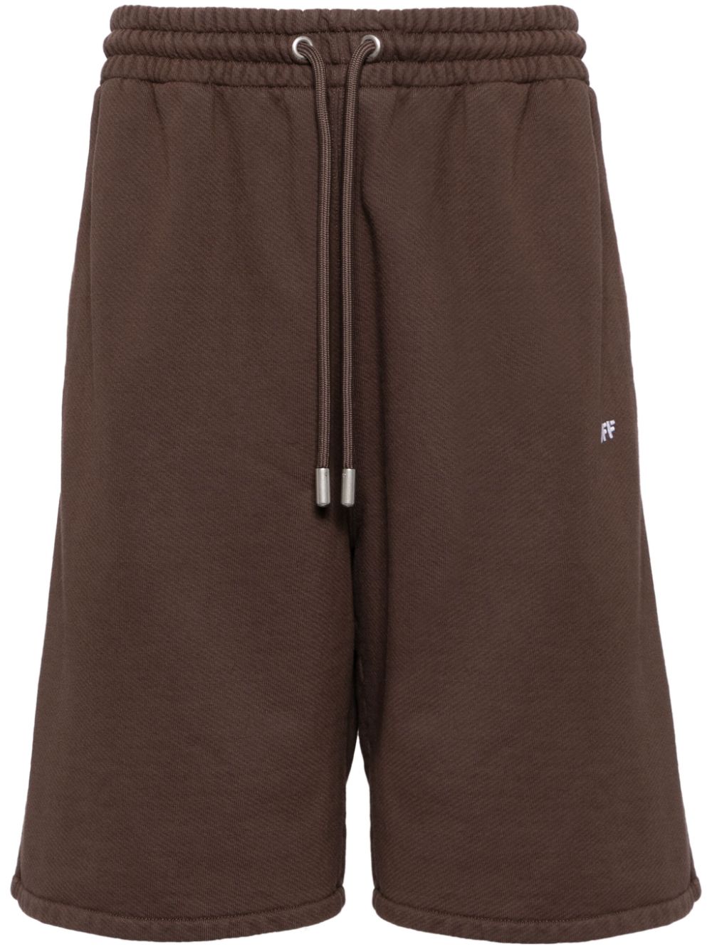 Diag-stripe cotton track shorts - Brown