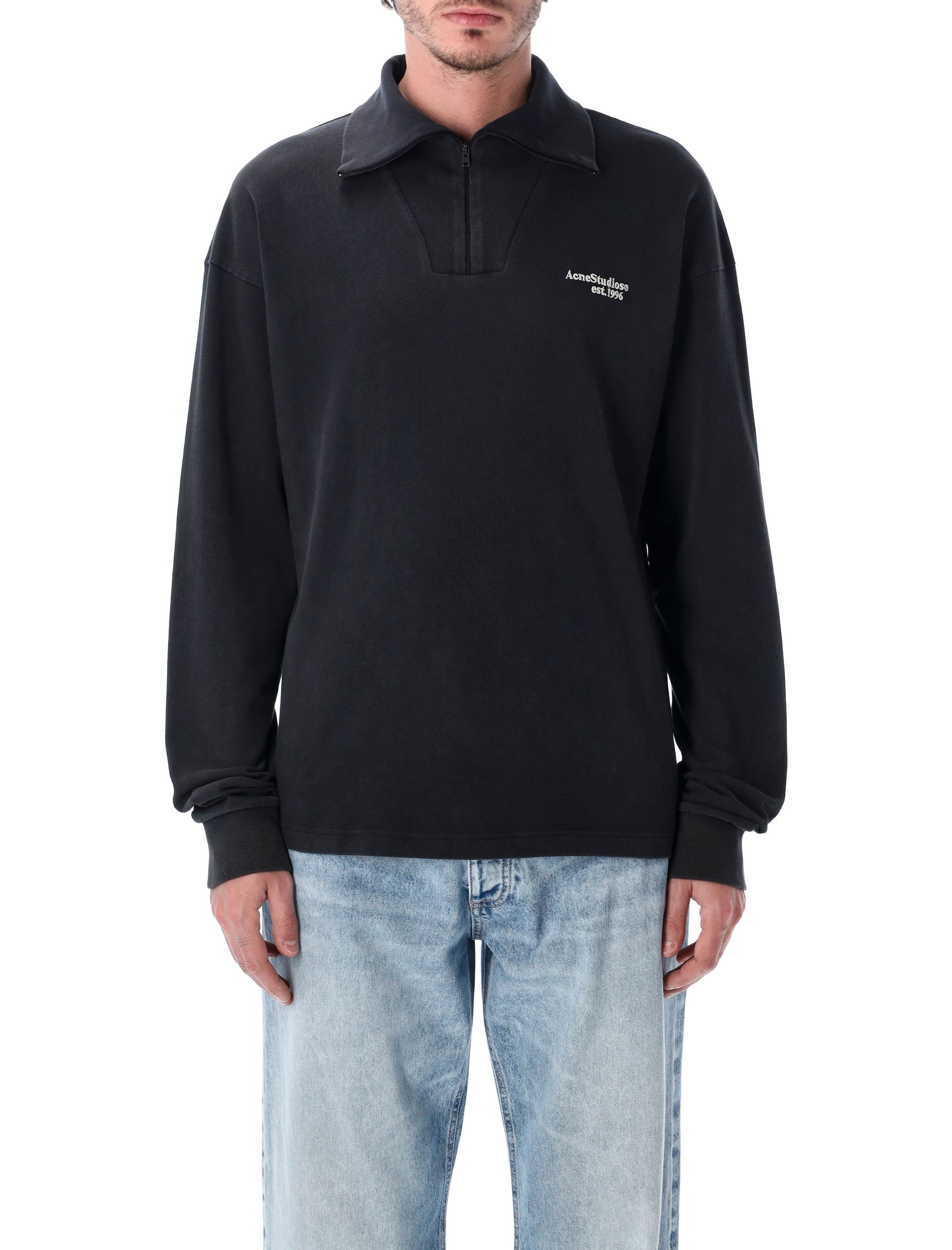 Funnel Neck Zip-Up Logo Sweatshirt - Regular Fit
