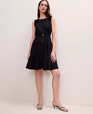 Ann Taylor Belted Crew Neck Flare Dress