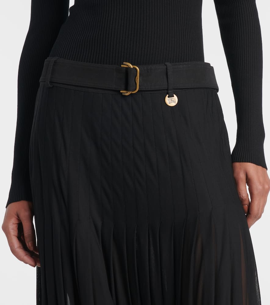 Pleated cotton-blend maxi skirt