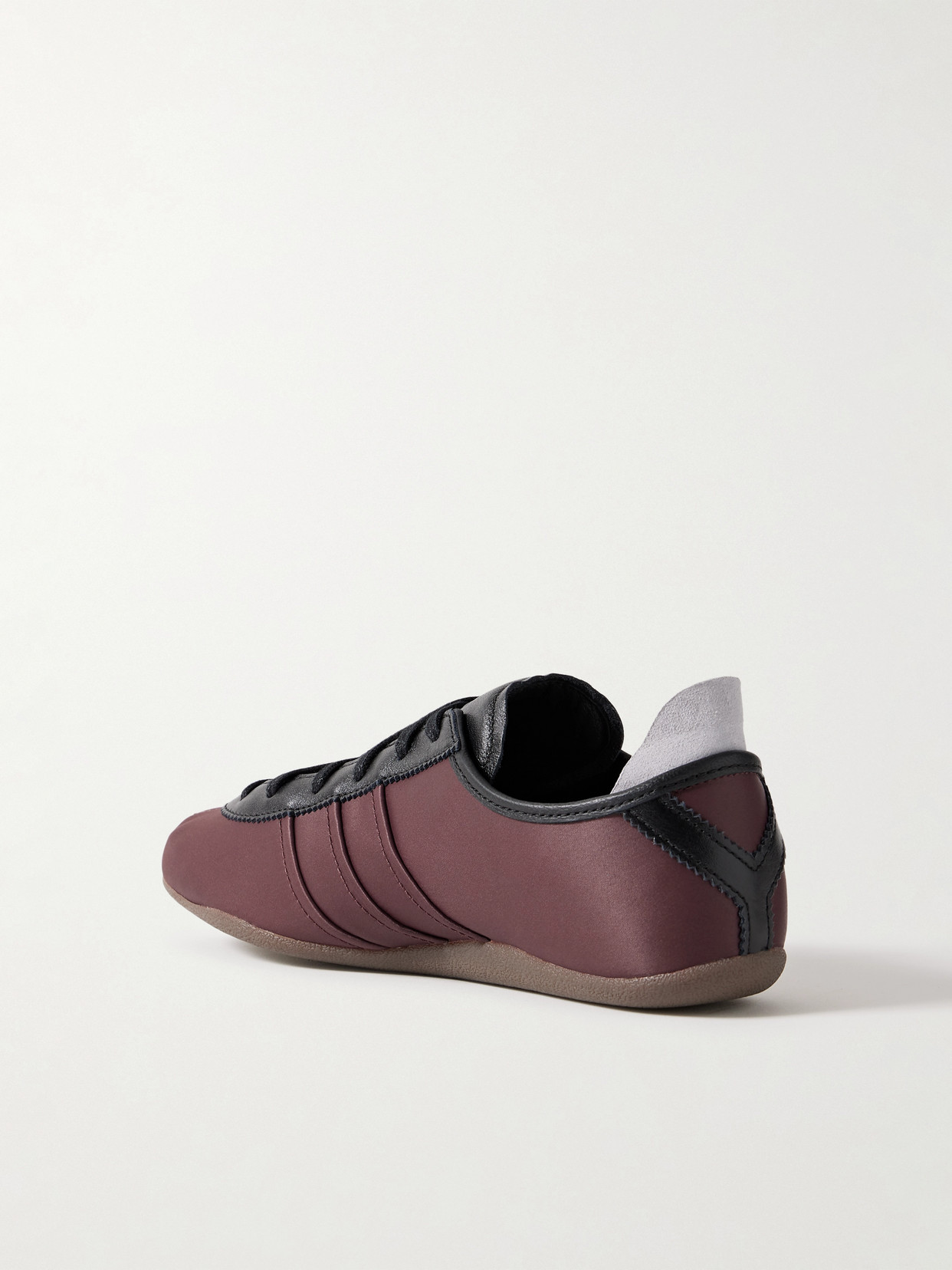 + Y-3 Tokyo Leather-trimmed Satin Sneakers - Burgundy