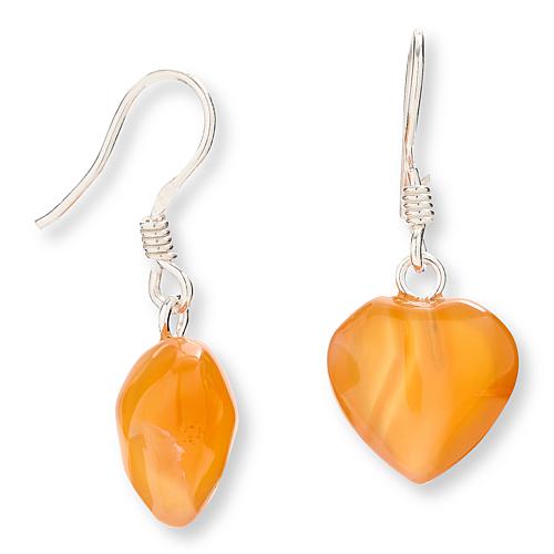 Red Agate Heart Drop Earrings