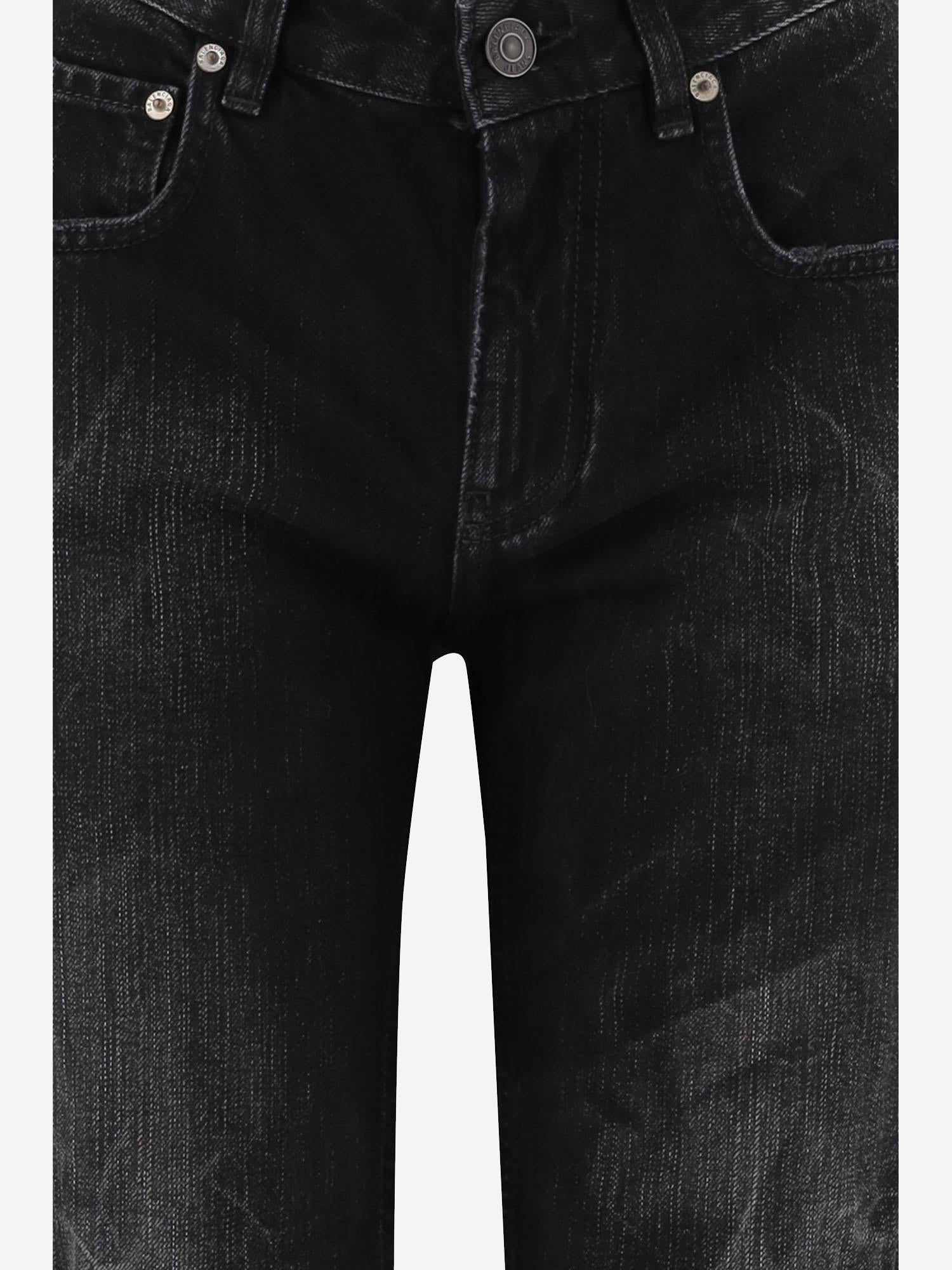Wide-Leg Denim Trousers — Black