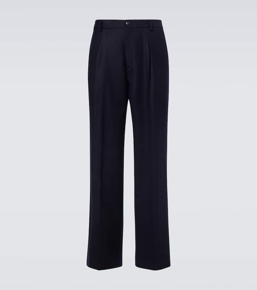 Wool flannel wide-leg pants