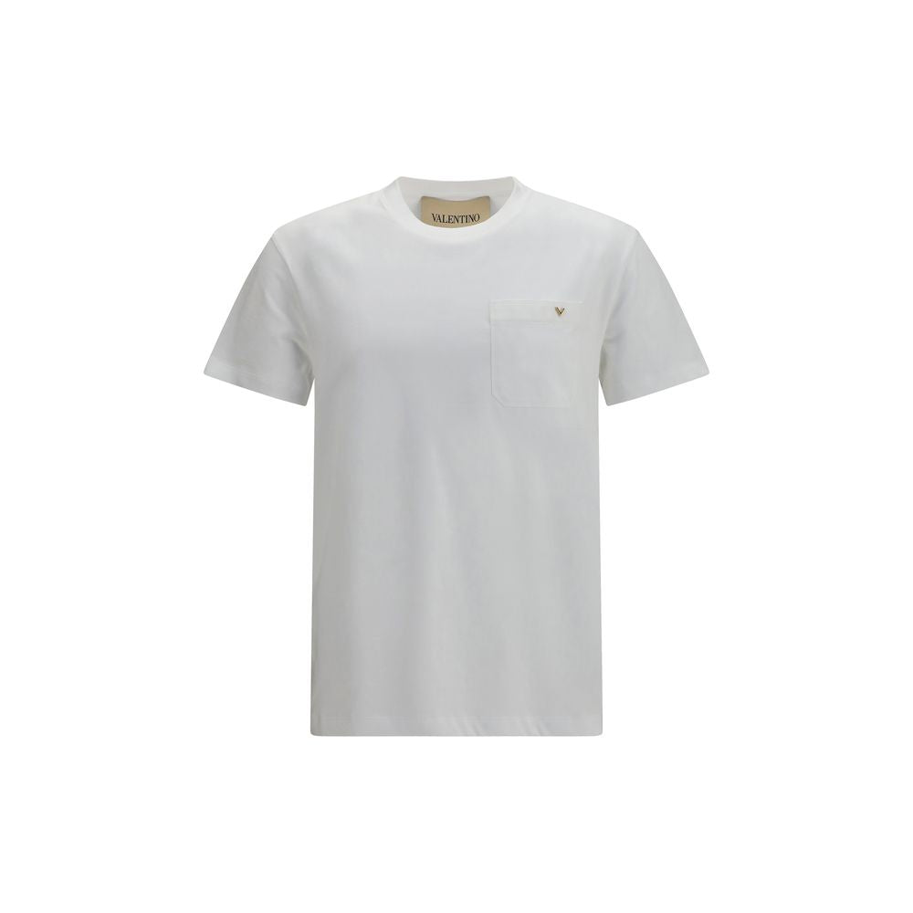 VLogo Embroidered Cotton T-Shirt — White