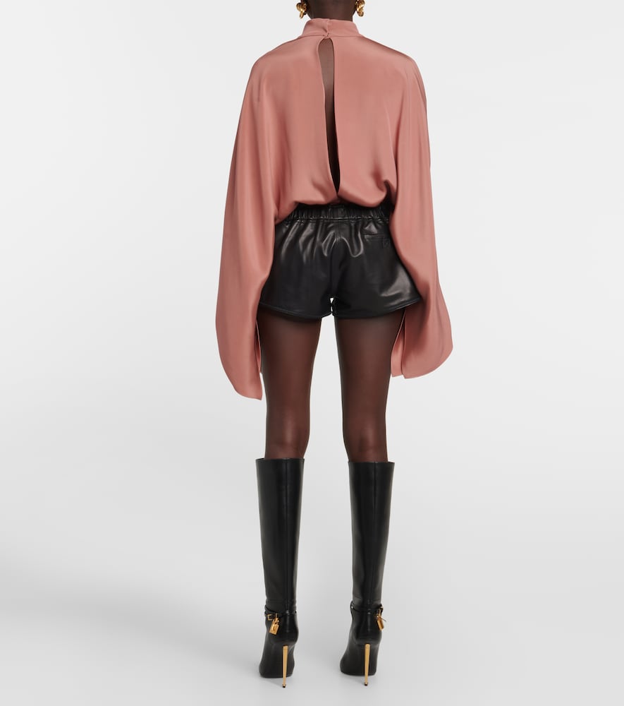 Leather micro shorts