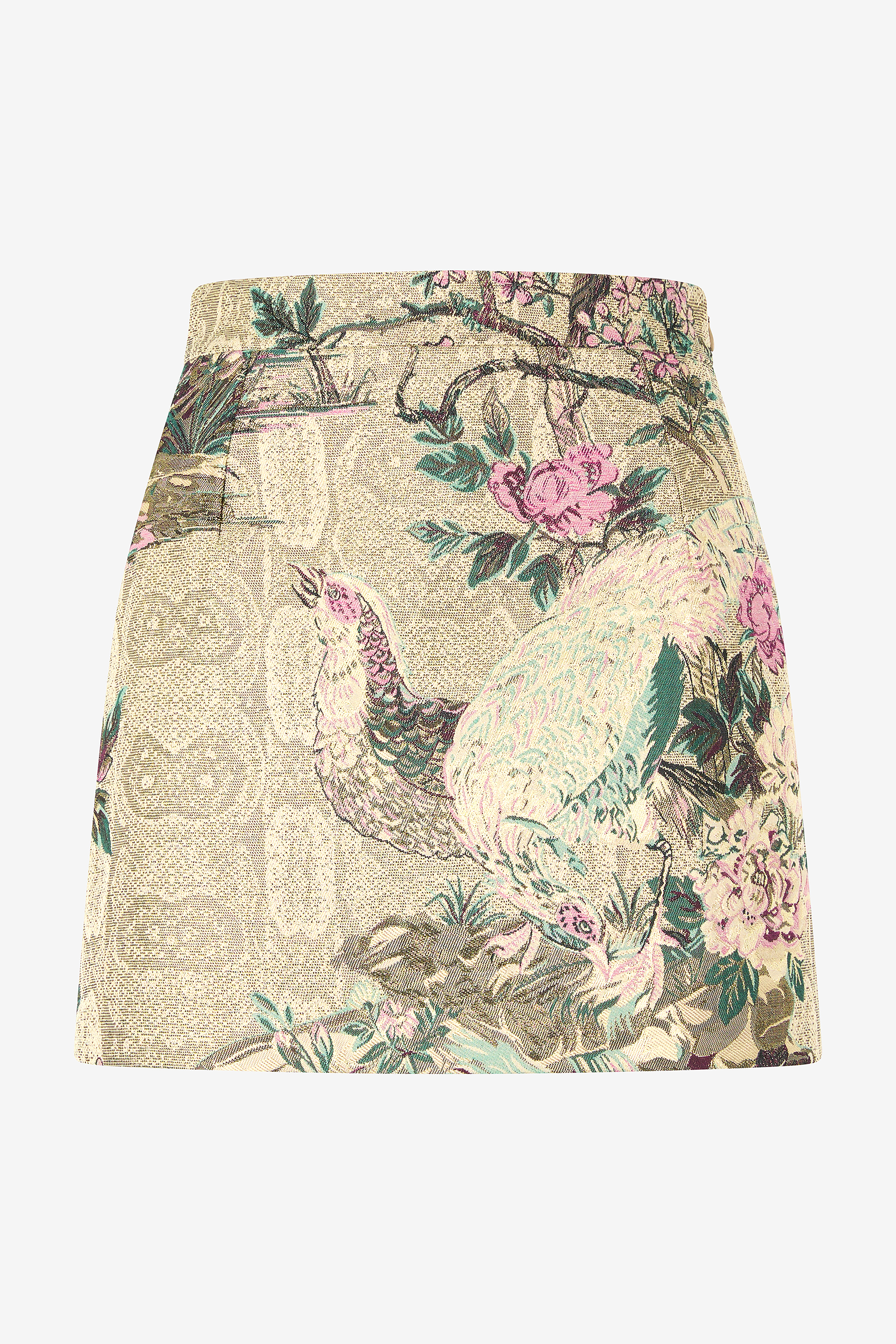 Miniskirt With Oriental Bird Print
