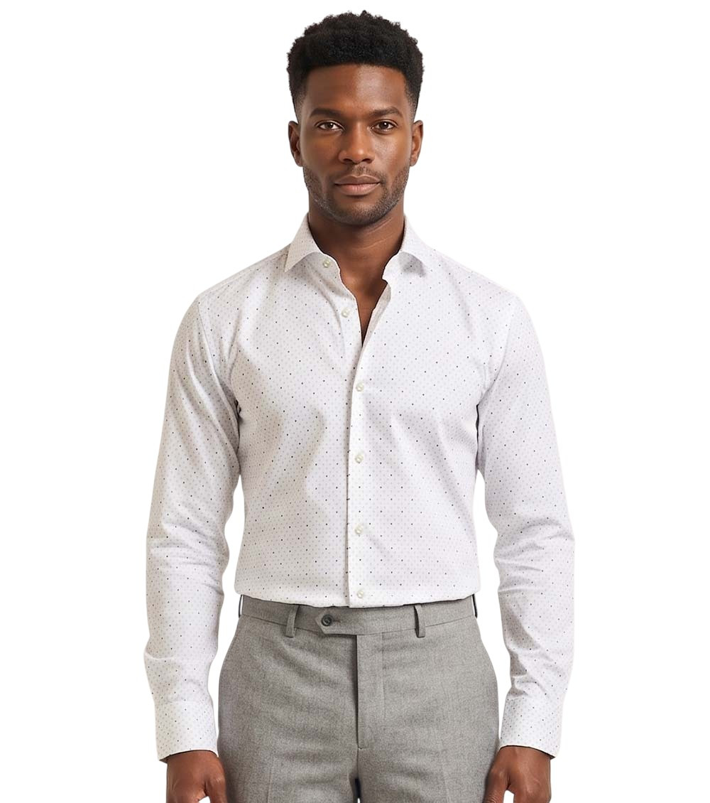 White Slim Printed Shirts