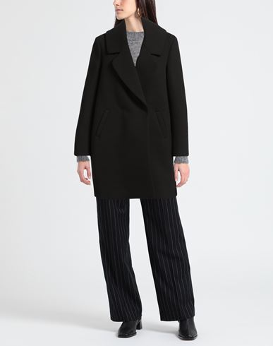 Woman Coat Black Size L Polyester, Elastane