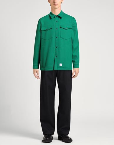 Man Shirt Green Size M Wool, Nylon