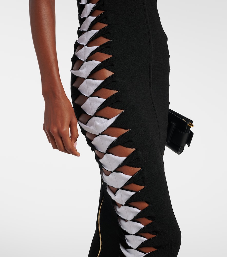 Cutout halterneck jersey midi dress