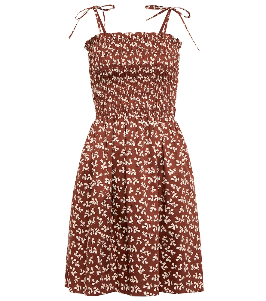 Tory Burch Printed smocked cotton minidress