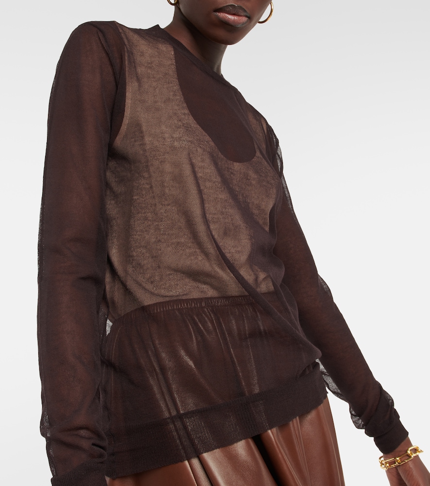 Sheer cotton-blend sweater