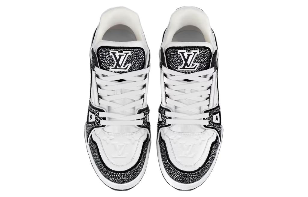 LV Trainer Sneakers 'Black White Rhinestones'