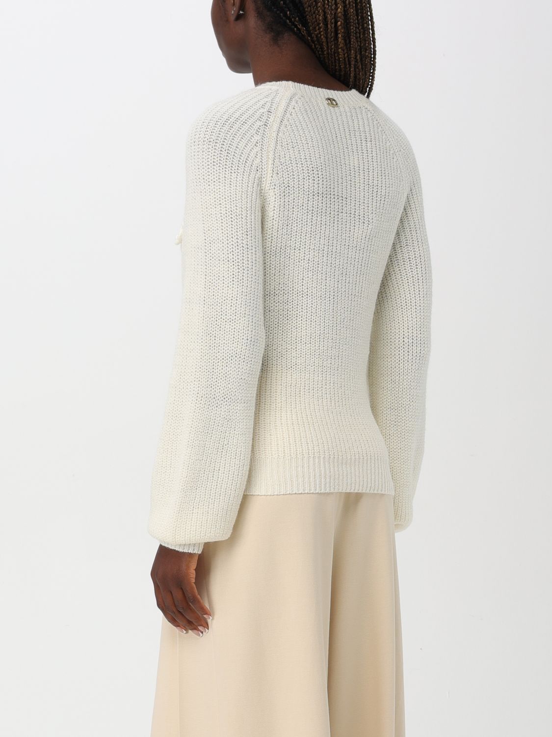 Floral-appliqué sweater - White