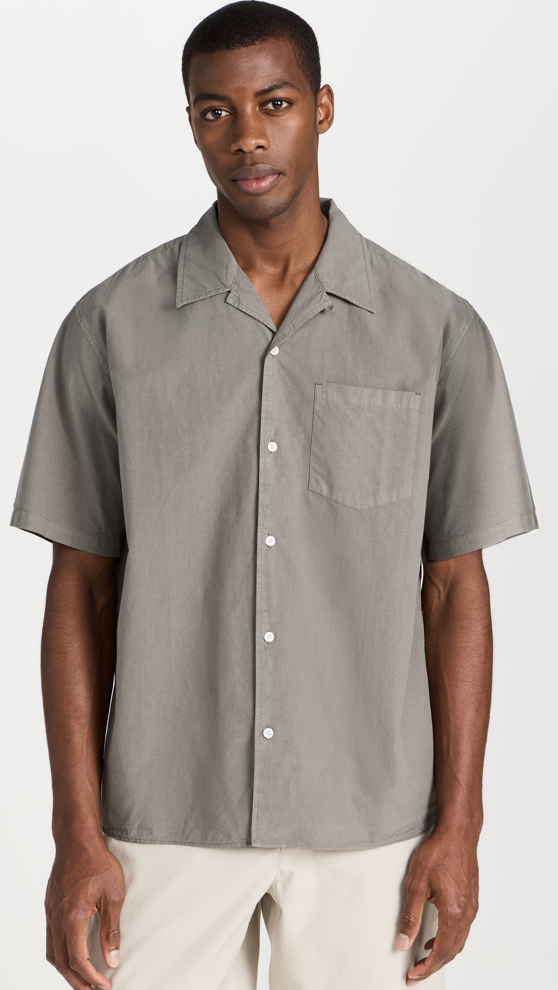 Carsten Cotton Tencel Shirt Mid Khaki
