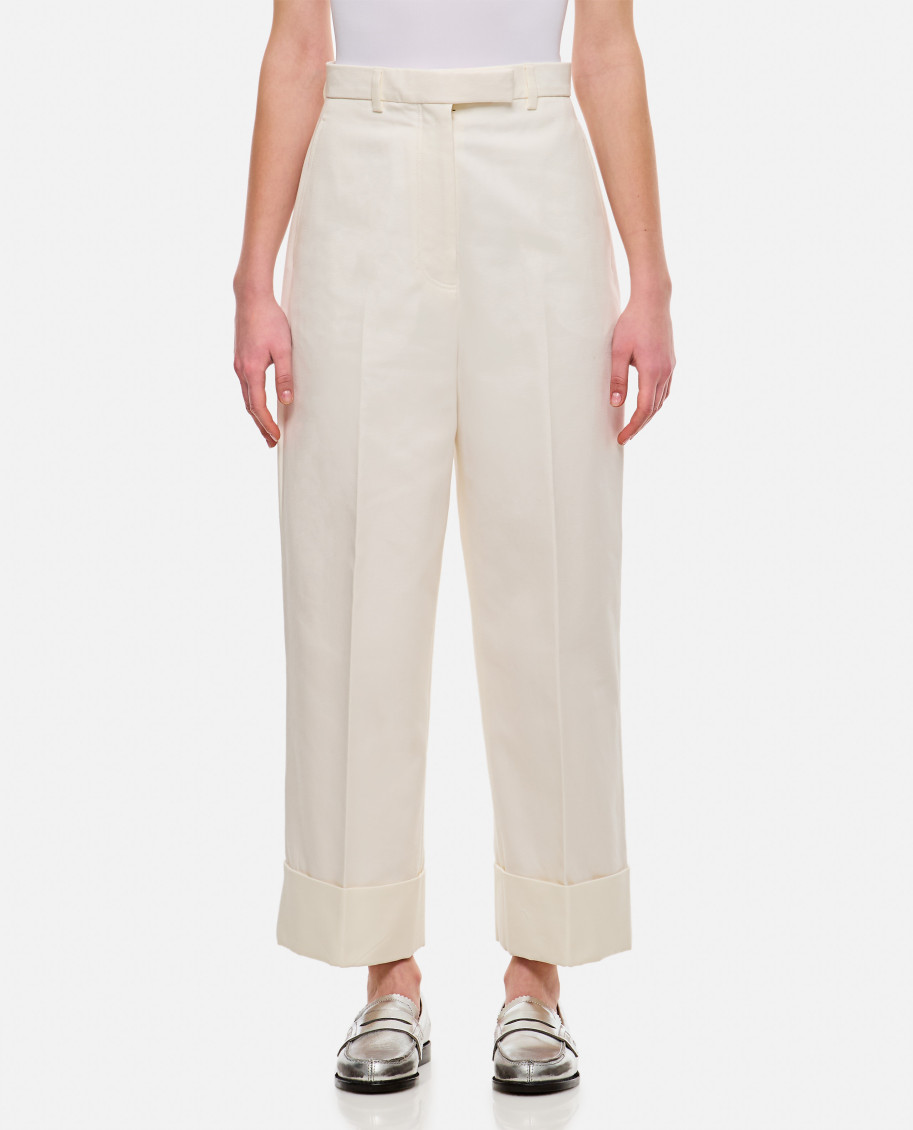 -In Organic Cotton Trousers Bianco-Donna
