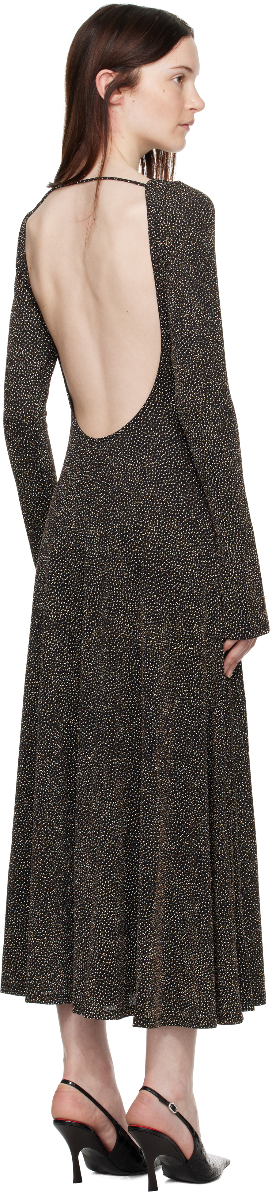 Beaufille Black & Gold Baes Open Back Maxi Dress