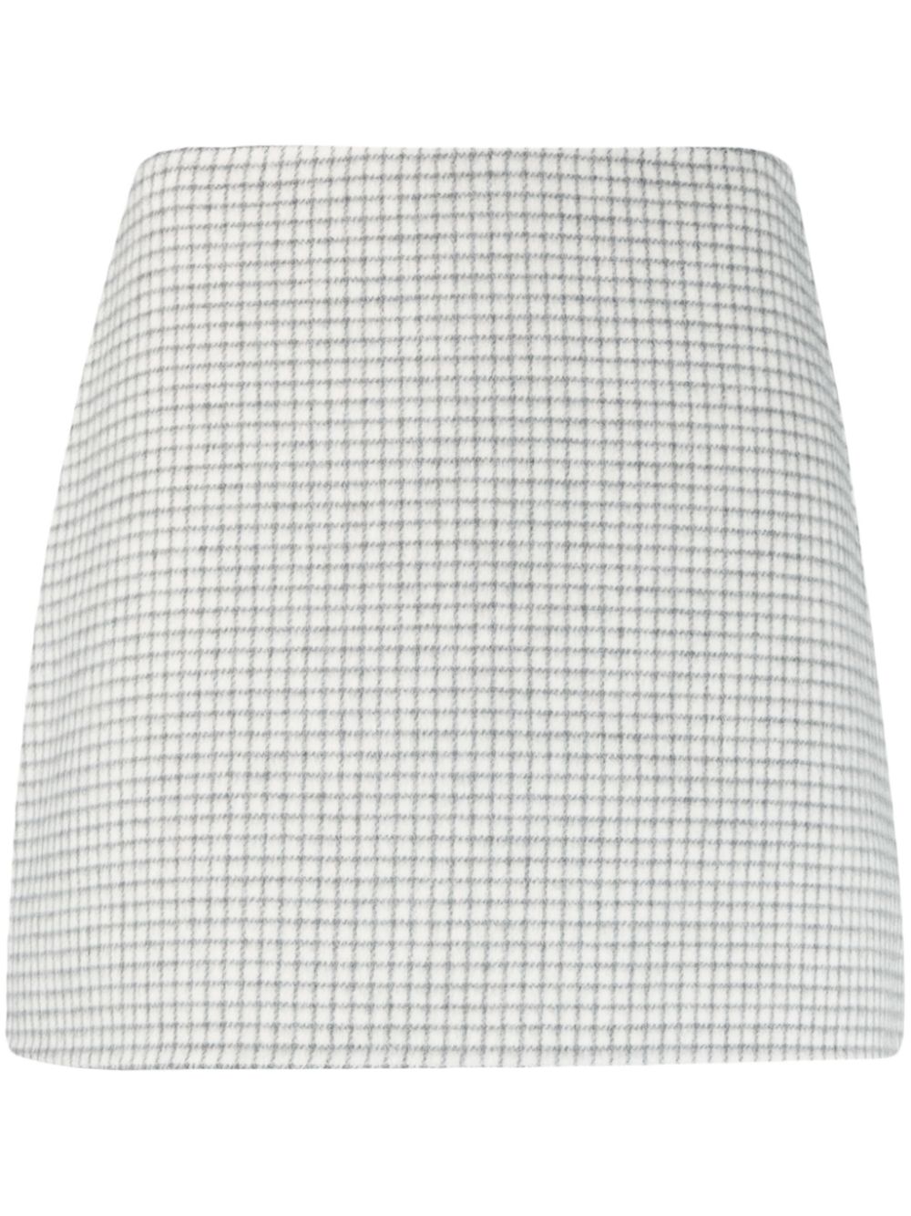 Checked wool miniskirt - White