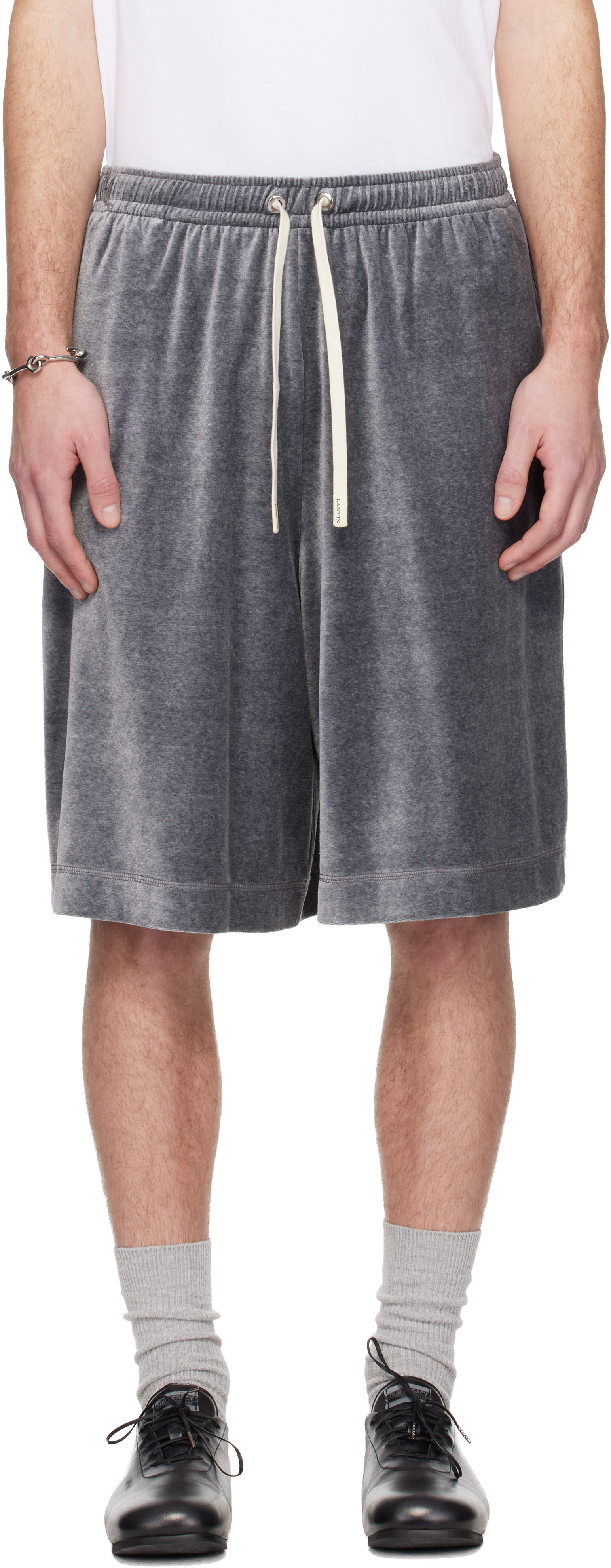 Gray Velvet Bermuda Shorts