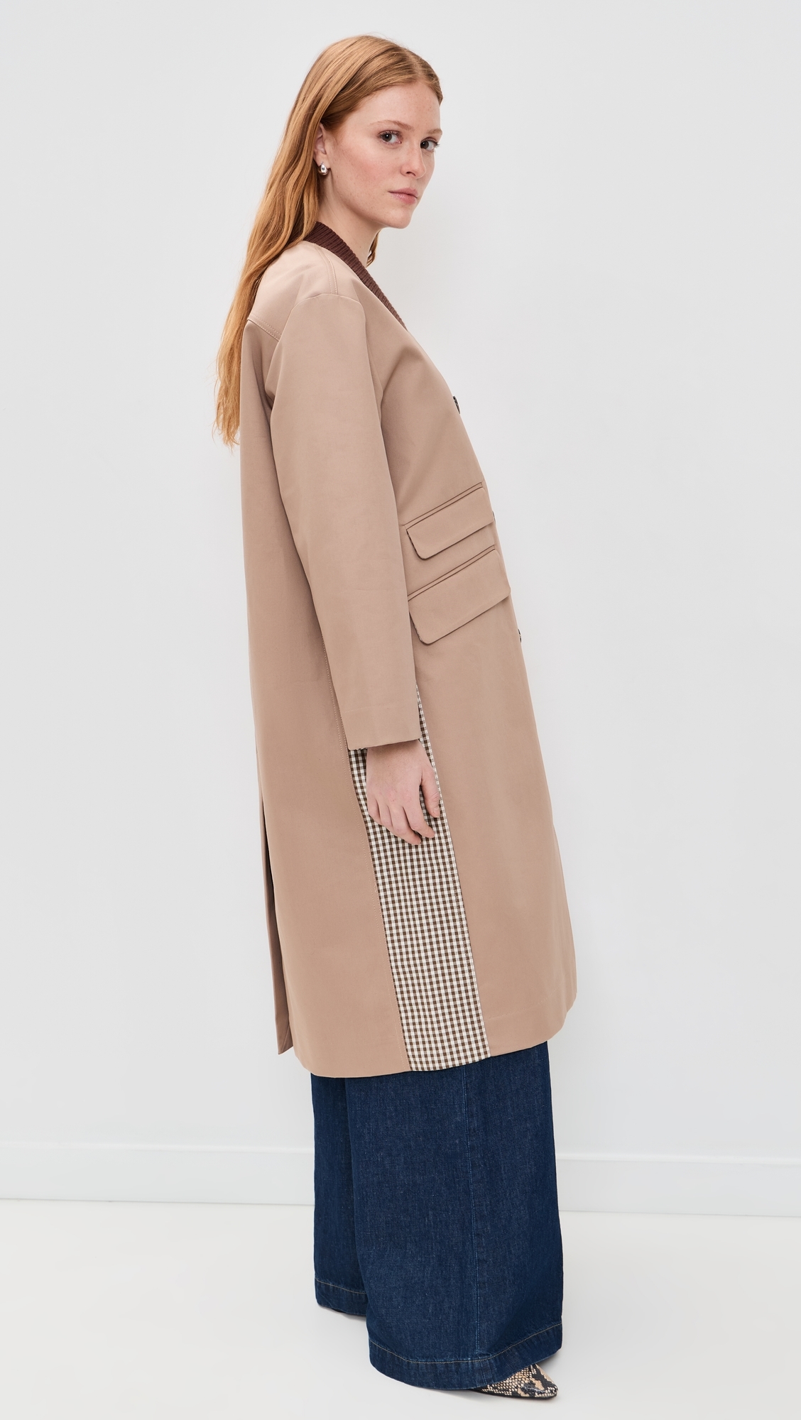 Dagny Check Coat Portabella Camel Check