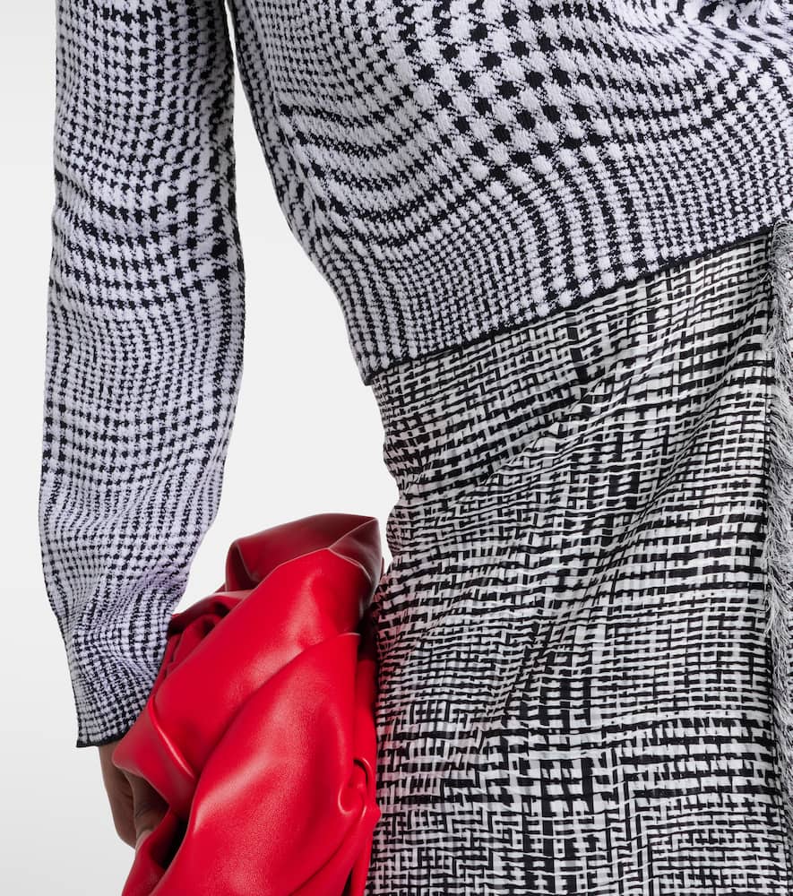 Houndstooth wool-blend turtleneck sweater