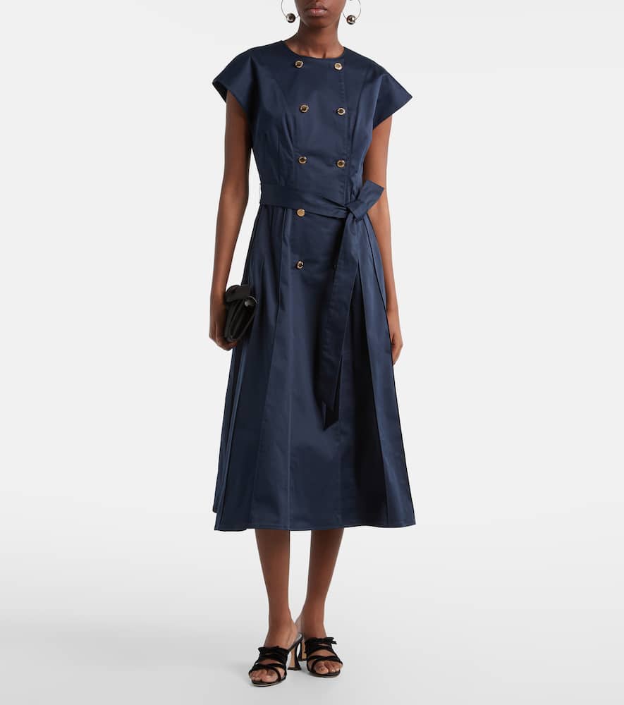 Cotton-blend sateen midi dress