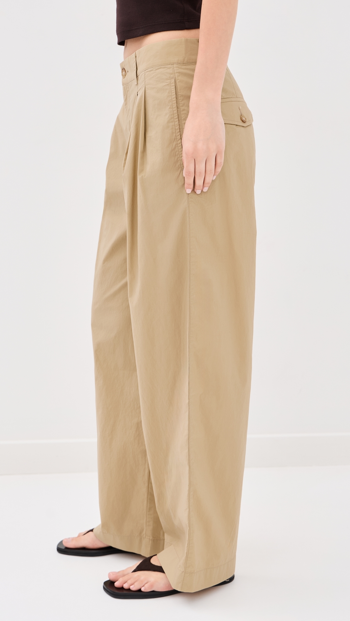 Poplin Pleated Trousers Fennel Seed