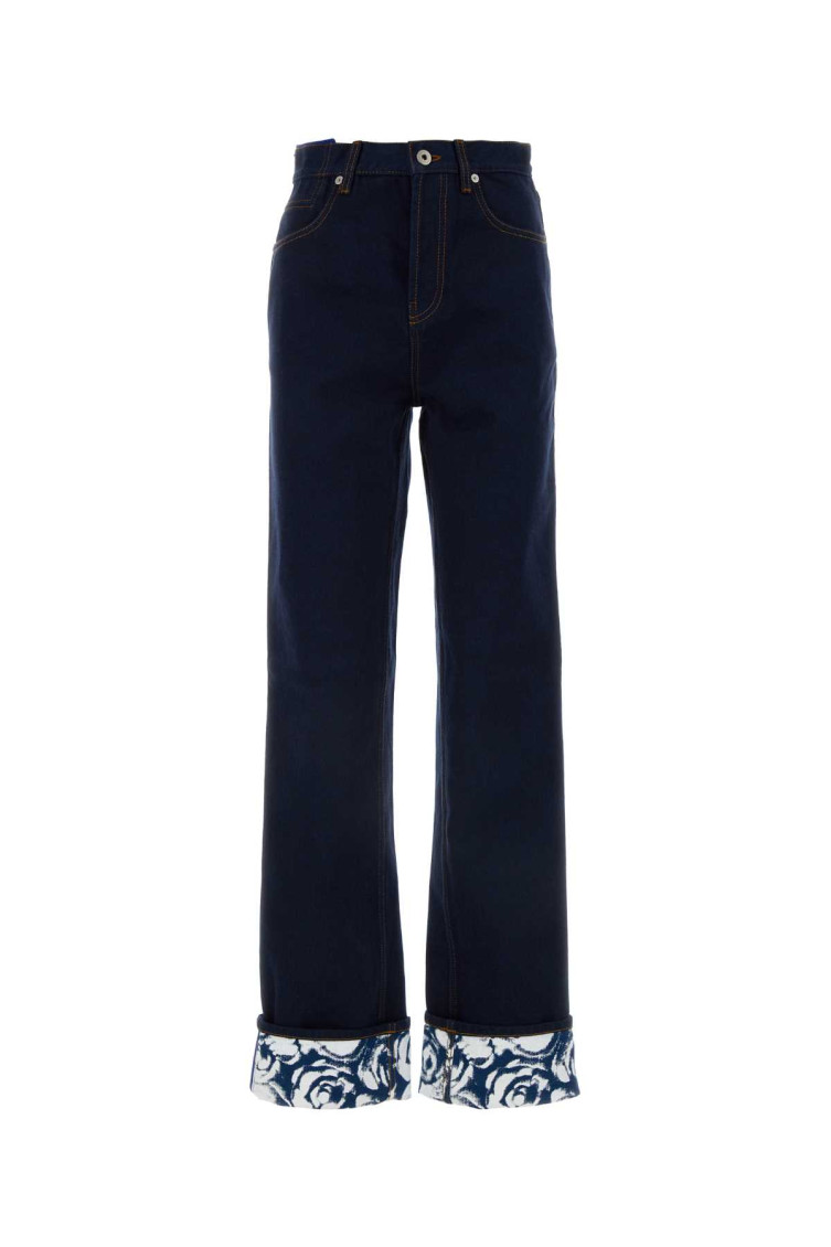 Logo-patch Straight-leg Turn-up Hem Jeans