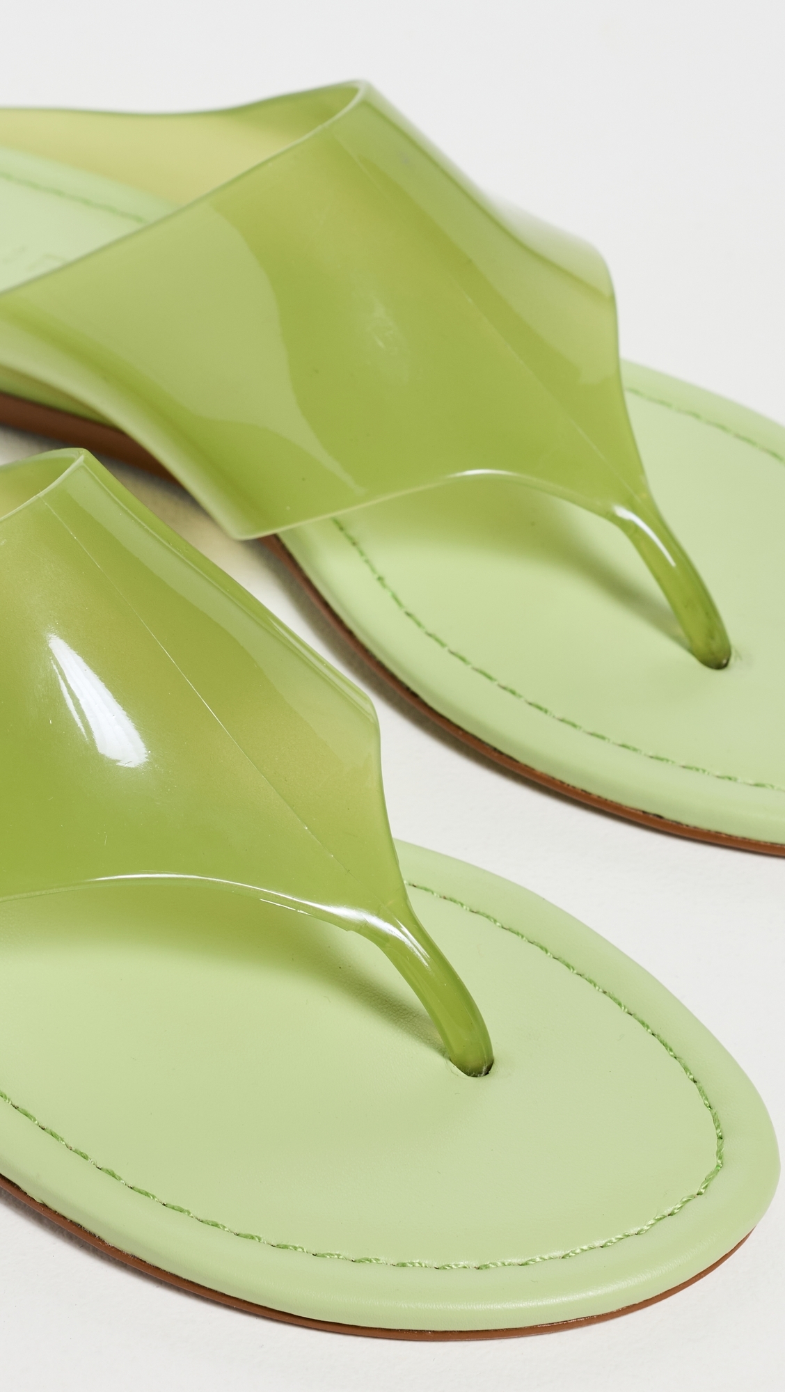 Jelly Thong Flat Sandals Sage Green