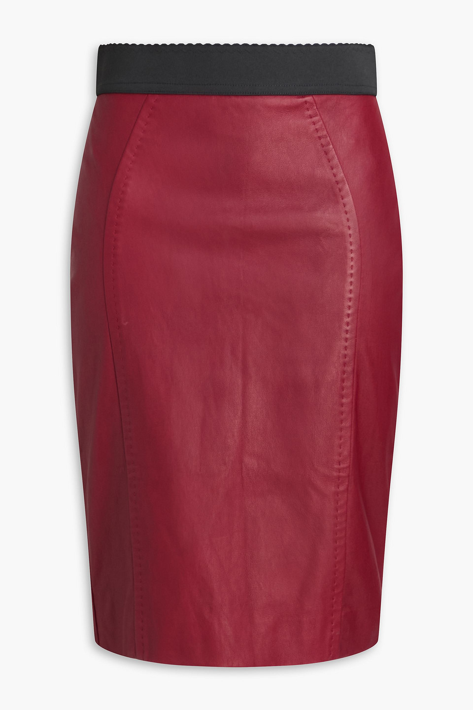 Leather pencil skirt - Burgundy - IT 42