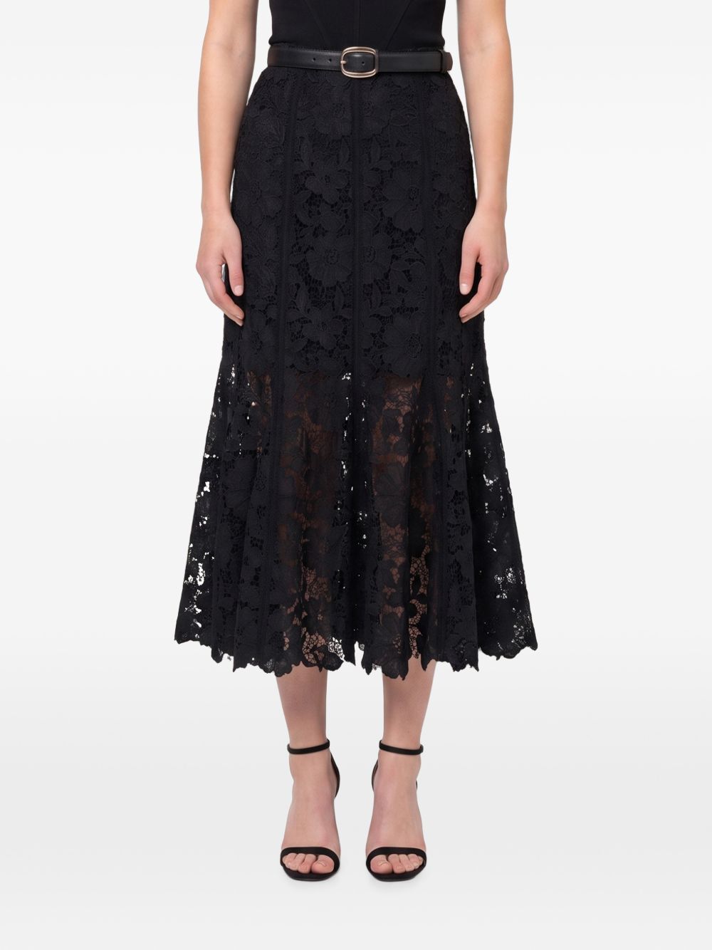 Lace Midi Skirt — Black