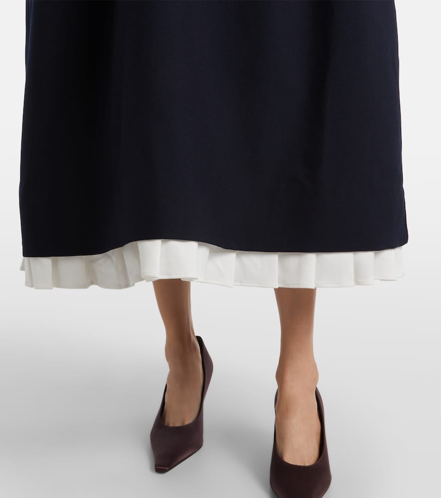Bow-detail wool and silk midi dress