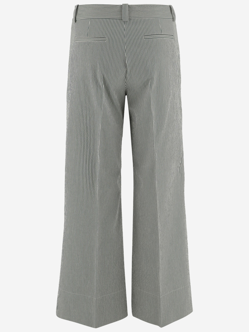 Cotton Blend Pants With Striped Pattern