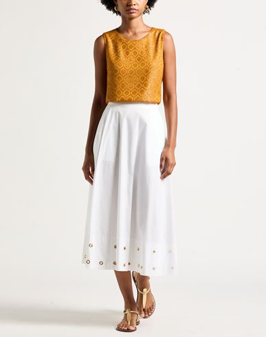 Woman Midi skirt White Size 6 Cotton