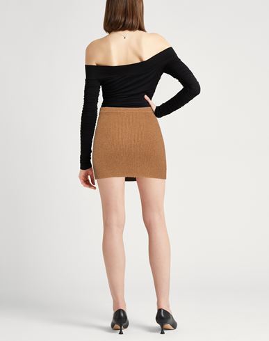 Wardrobe. nyc Woman Mini skirt Camel Size XS Cotton, Polyamide, Elastane