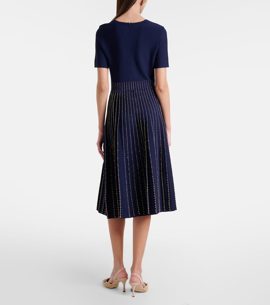 Beaded knitted pleated midi dress
