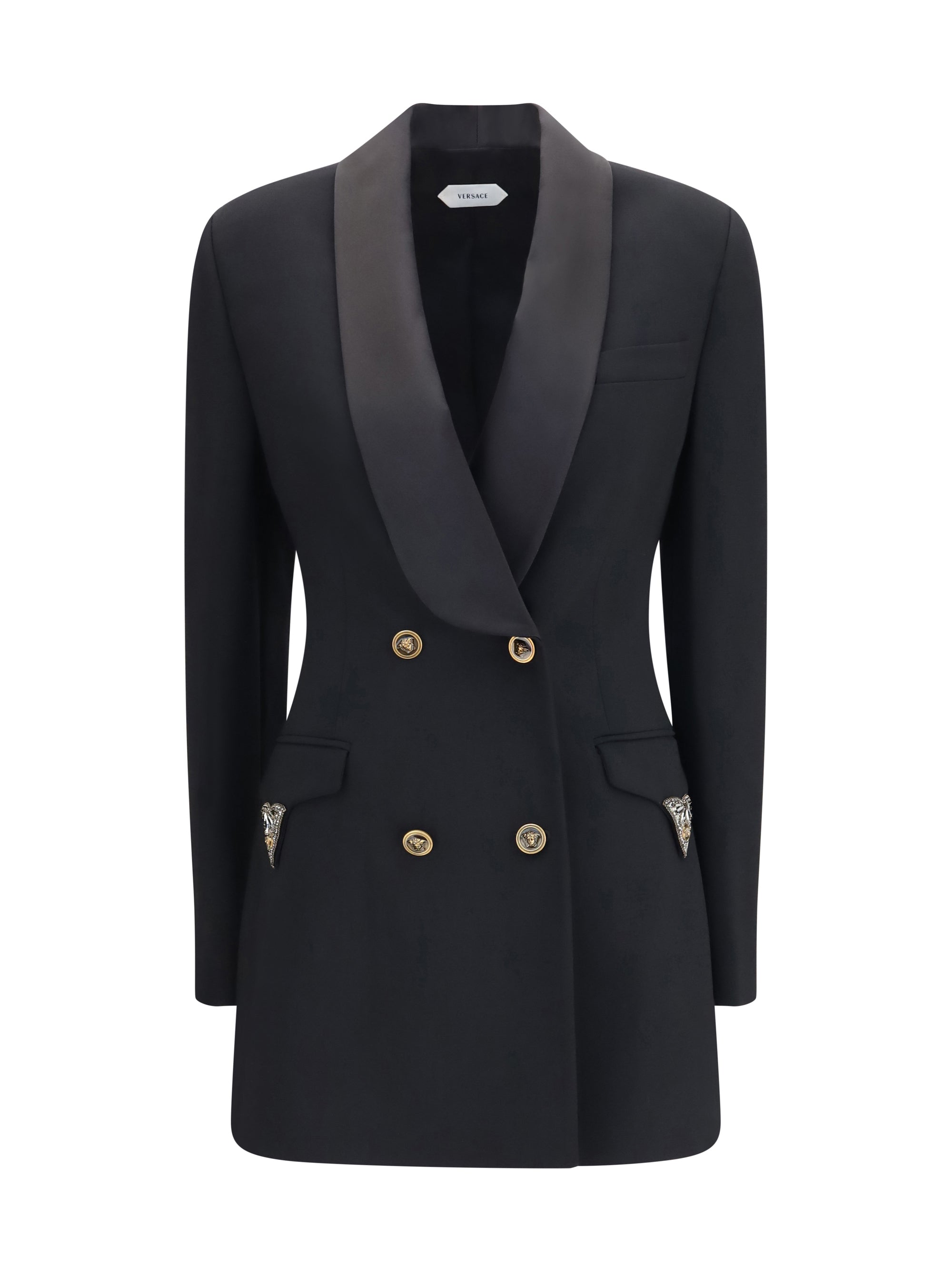 Virgin Wool Double-Breasted Blazer — Black