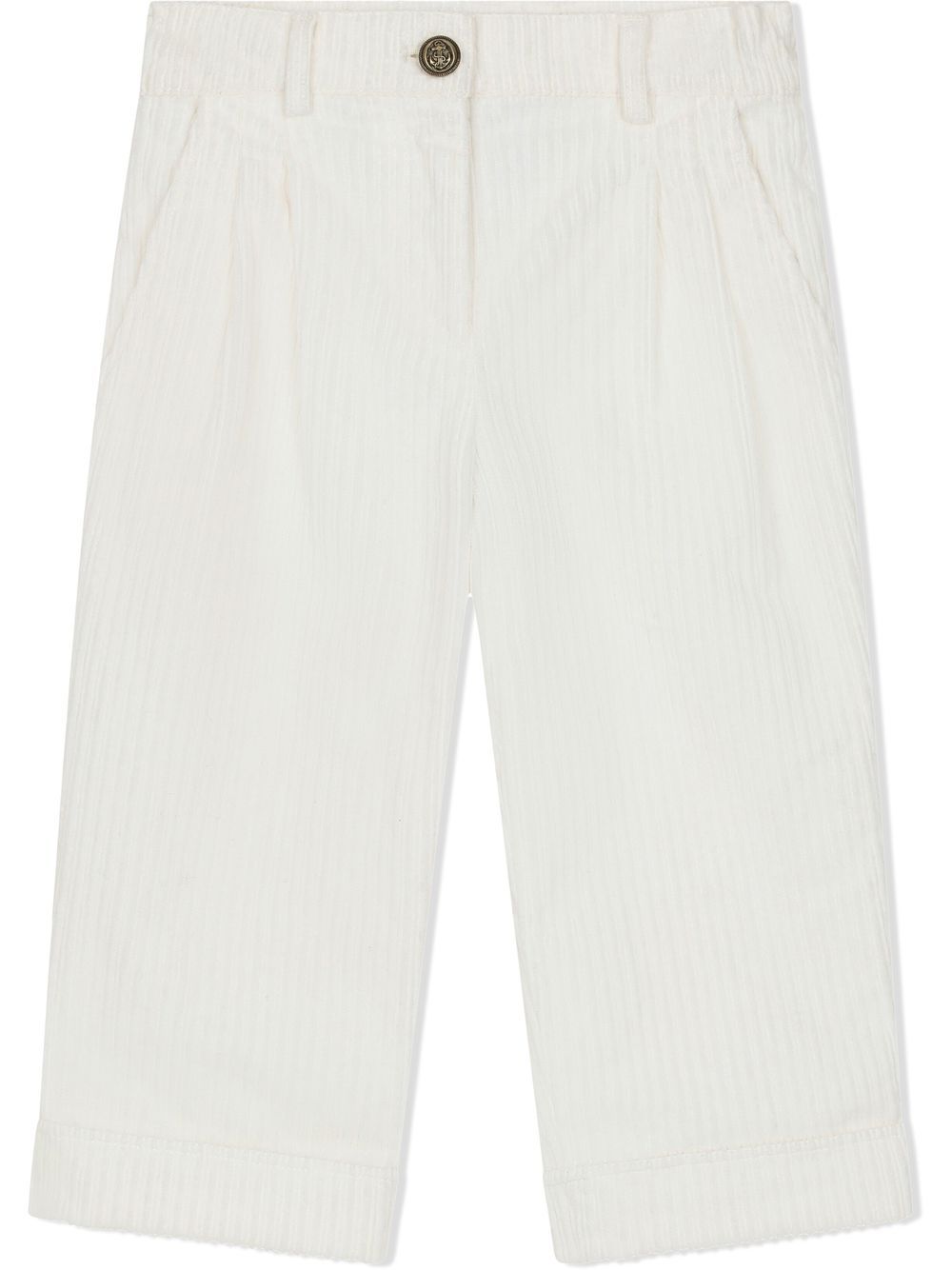 Logo-patch pleat-detail trousers - White
