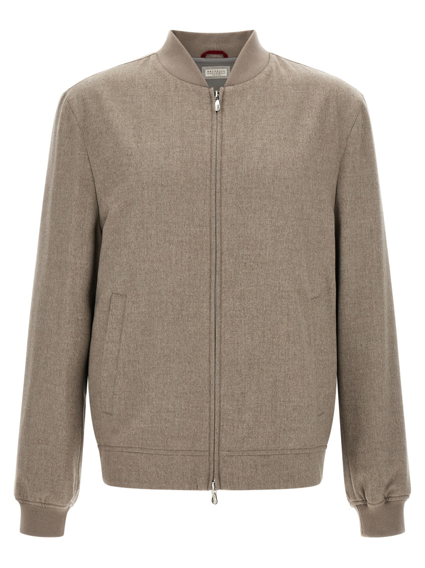 Taupe Textured Bomber Jacket